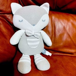 Living Textiles Charley Fox Knit Plush Gray White 14" 2018 Rattle Stuffed Toy